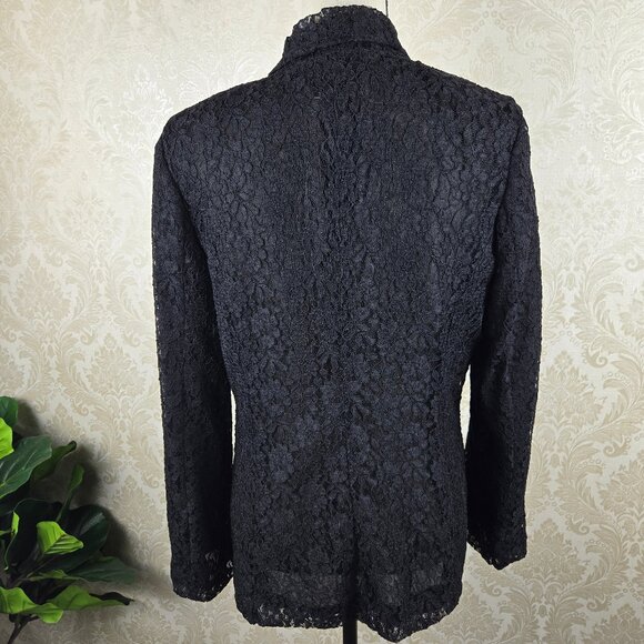 LC Lauren Conrad Size 12 Black Lace Blazer 1 Button Closure Front Pockets NWT - Picture 6 of 14